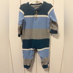 Burt's Bees Baby Blue and Gray Striped One Piece